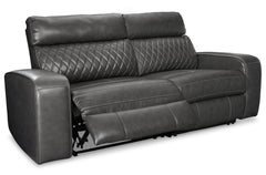 Best Deals Furniture - Ashley Furniture - Samperstone 2-Piece Power Reclining Sectional Loveseat - 2-Piece Power Reclining Sectional Loveseat / Gray - 55203S5