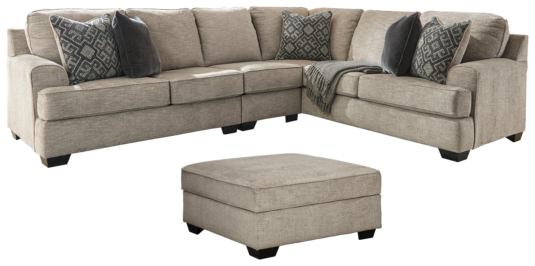 Best Deals Furniture - Ashley Furniture - Bovarian 3-Piece Sectional with Ottoman - 3-Piece Sectional with Ottoman / Stone - 56103U2
