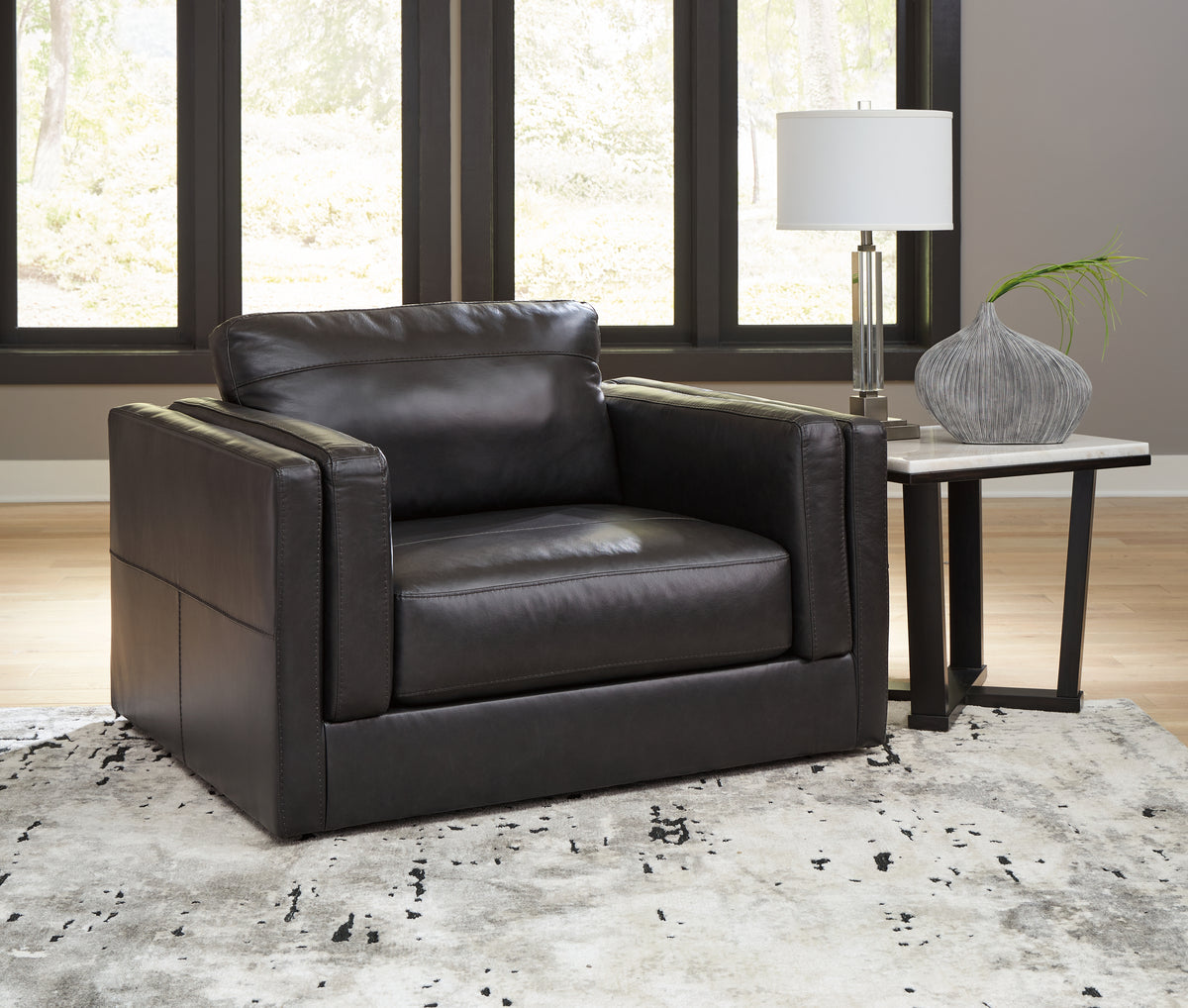 Best Deals Furniture - Ashley Furniture - Amiata Oversized Chair - Chair and a Half / Onyx - 5740523