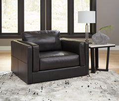 Best Deals Furniture - Ashley Furniture - Amiata Oversized Chair - Chair and a Half / Onyx - 5740523
