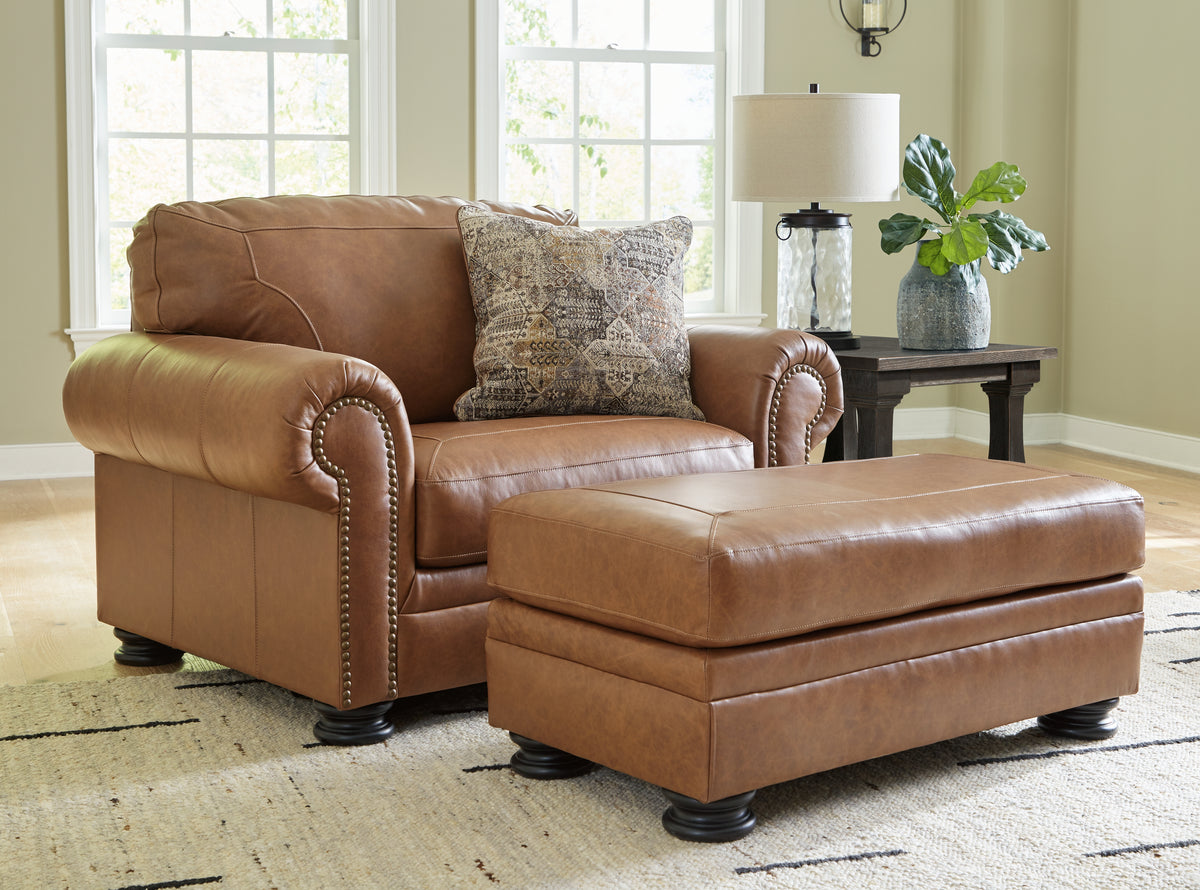 Best Deals Furniture - Ashley Furniture - Carianna Oversized Chair and Ottoman - Oversized Chair and Ottoman / Caramel - 57604U2