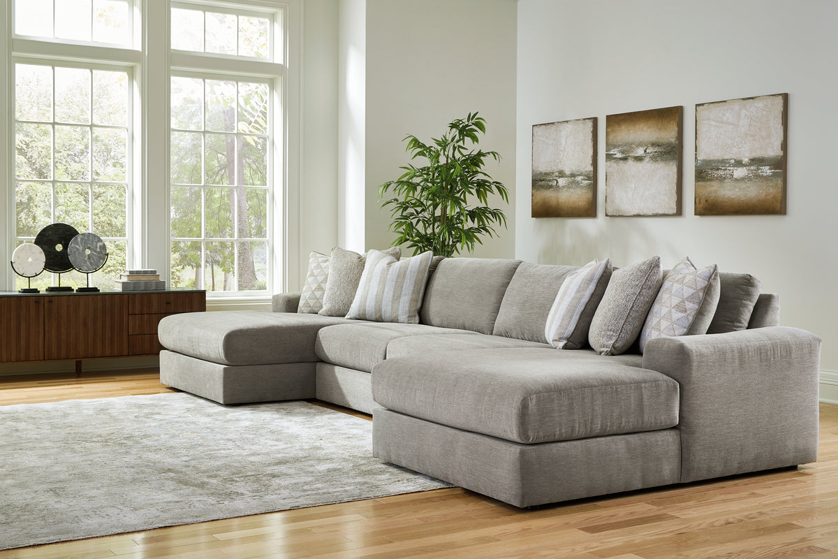 Best Deals Furniture - Ashley Furniture - Avaliyah 4-Piece Double Chaise Sectional - RAF 4-Piece Double Chaise Sectional / Ash - 58103S11