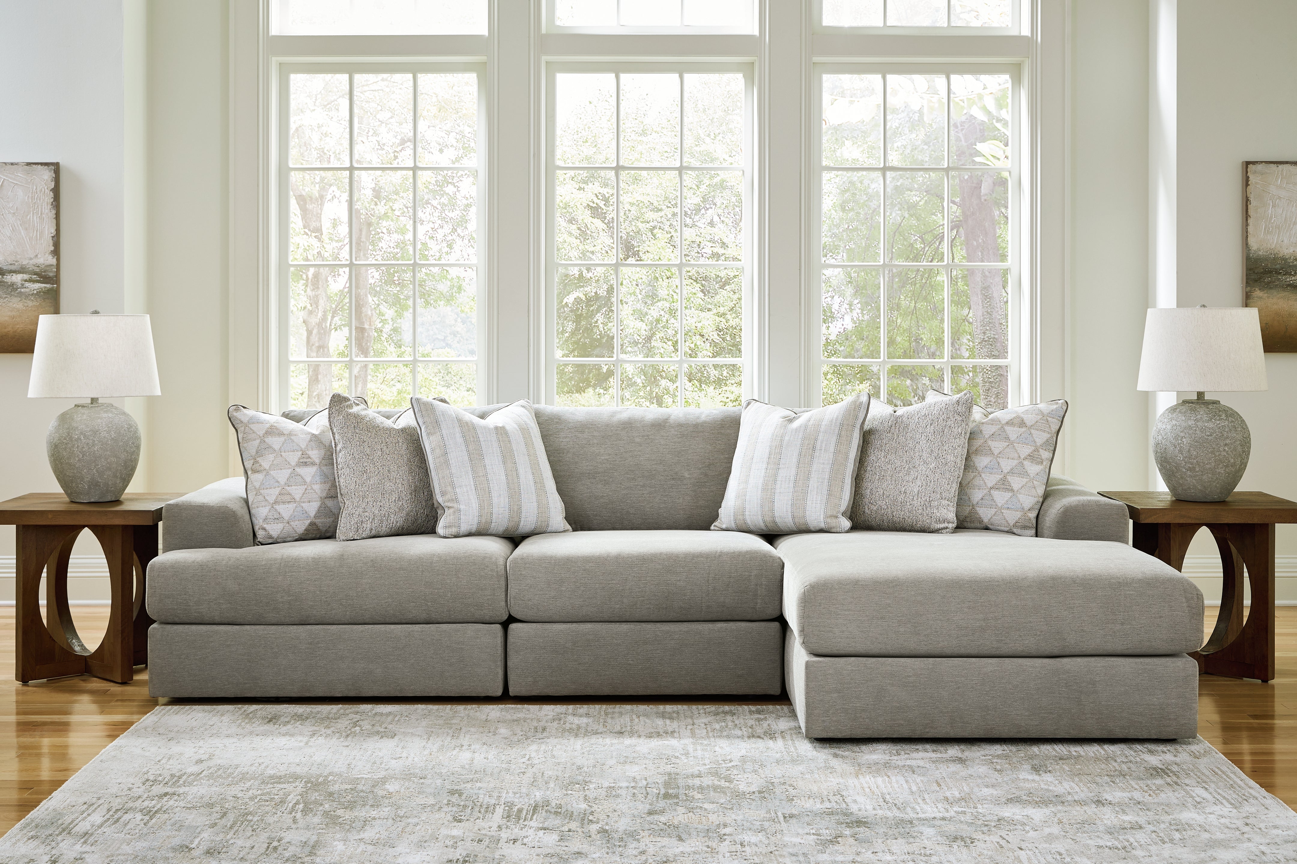 Best Deals Furniture - Ashley Furniture - Avaliyah 3-Piece Sectional with Chaise - RAF 3-Piece Sectional with Chaise / Ash - 58103S4