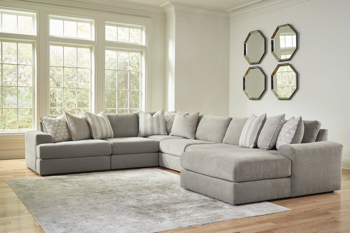 Best Deals Furniture - Ashley Furniture - Avaliyah 6-Piece Sectional with Chaise - RAF 6-Piece Sectional with Chaise / Ash - 58103S12