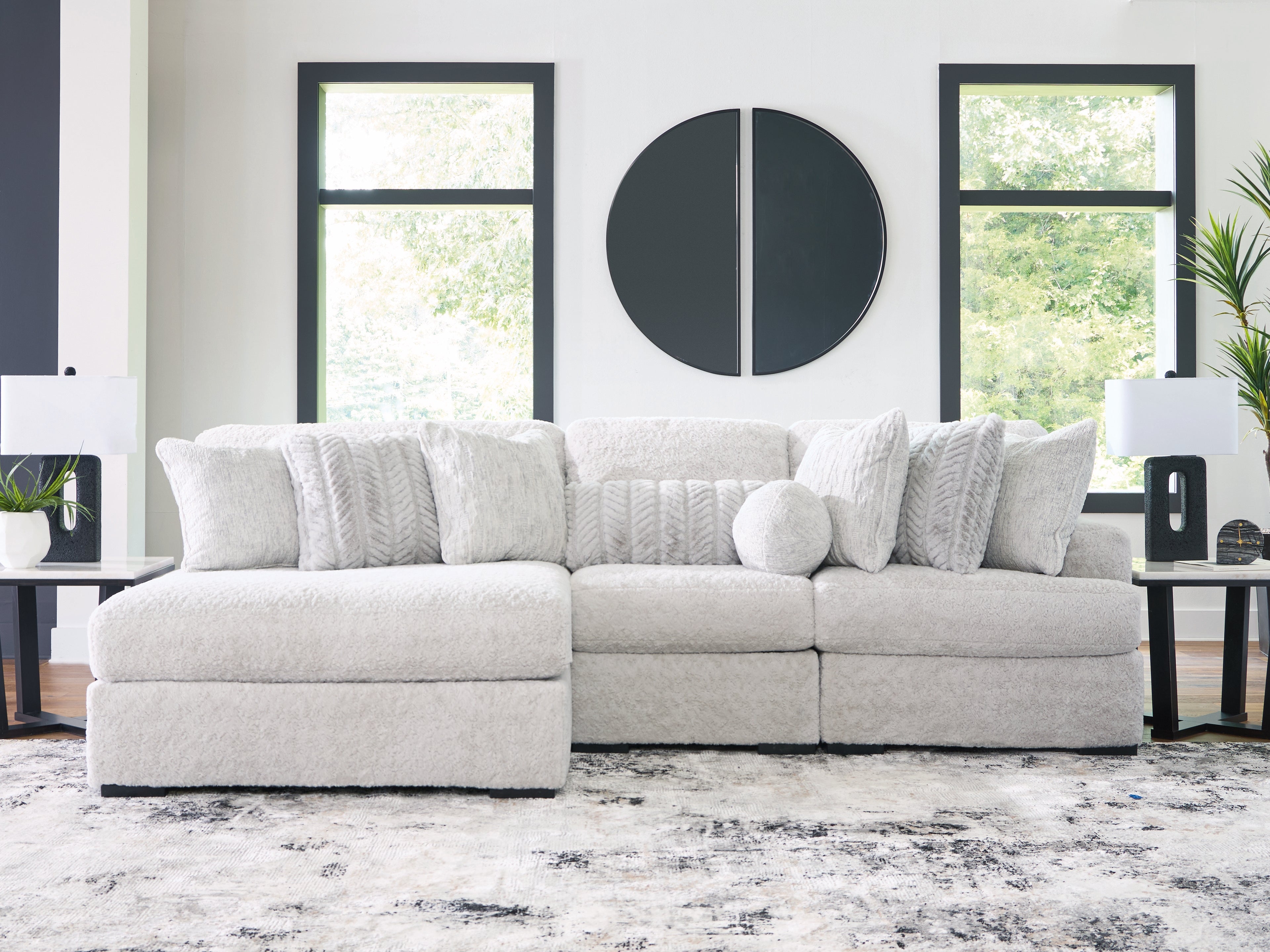 Best Deals Furniture - Ashley Furniture - Cuddle Plush Sectional - 3-Piece Sectional with Chaise / Arctic - PC59106S7