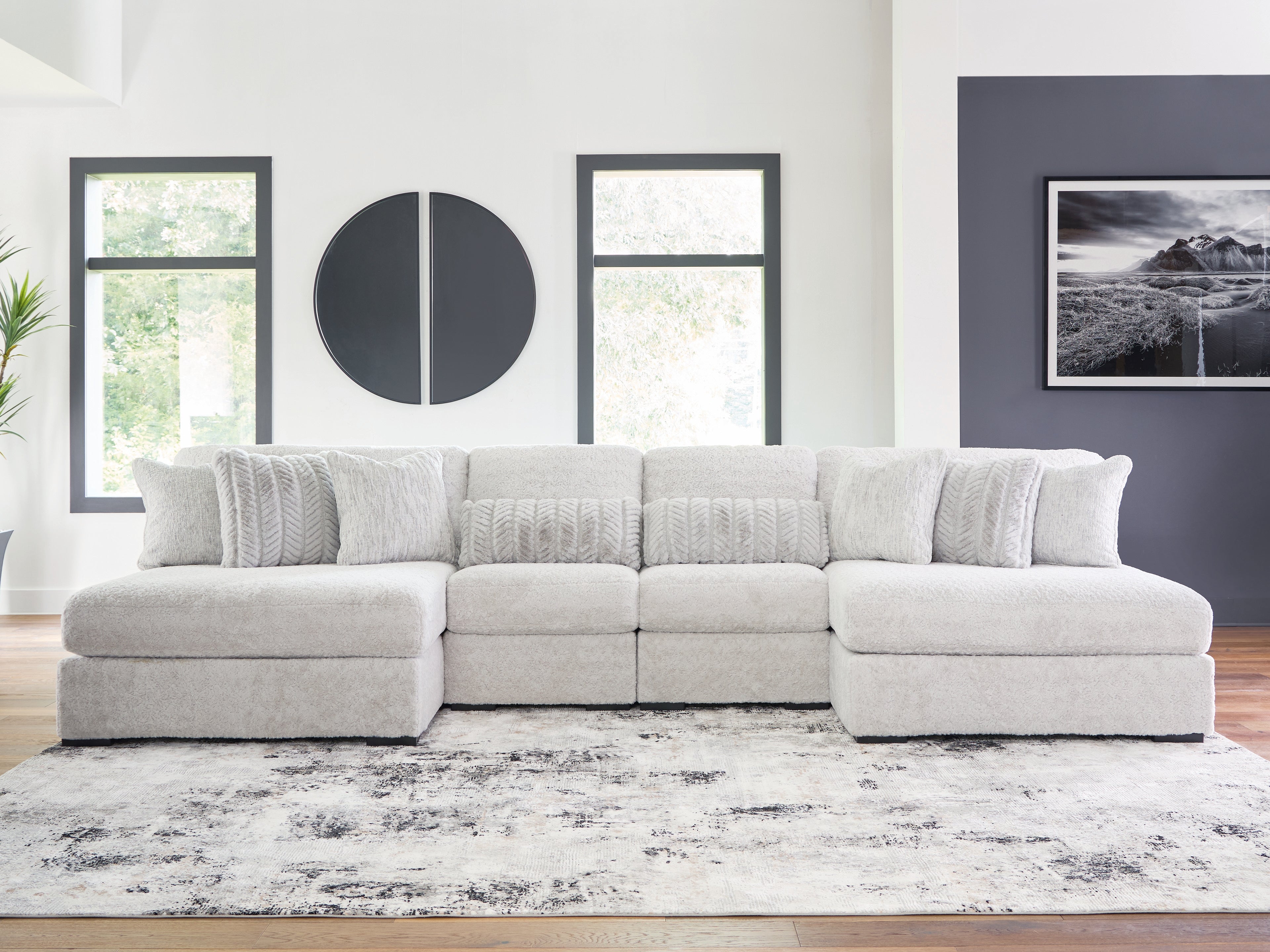 Best Deals Furniture - Ashley Furniture - Cuddle Plush Sectional - 4-Piece Sectional with Chaise / Arctic - PC59106S4
