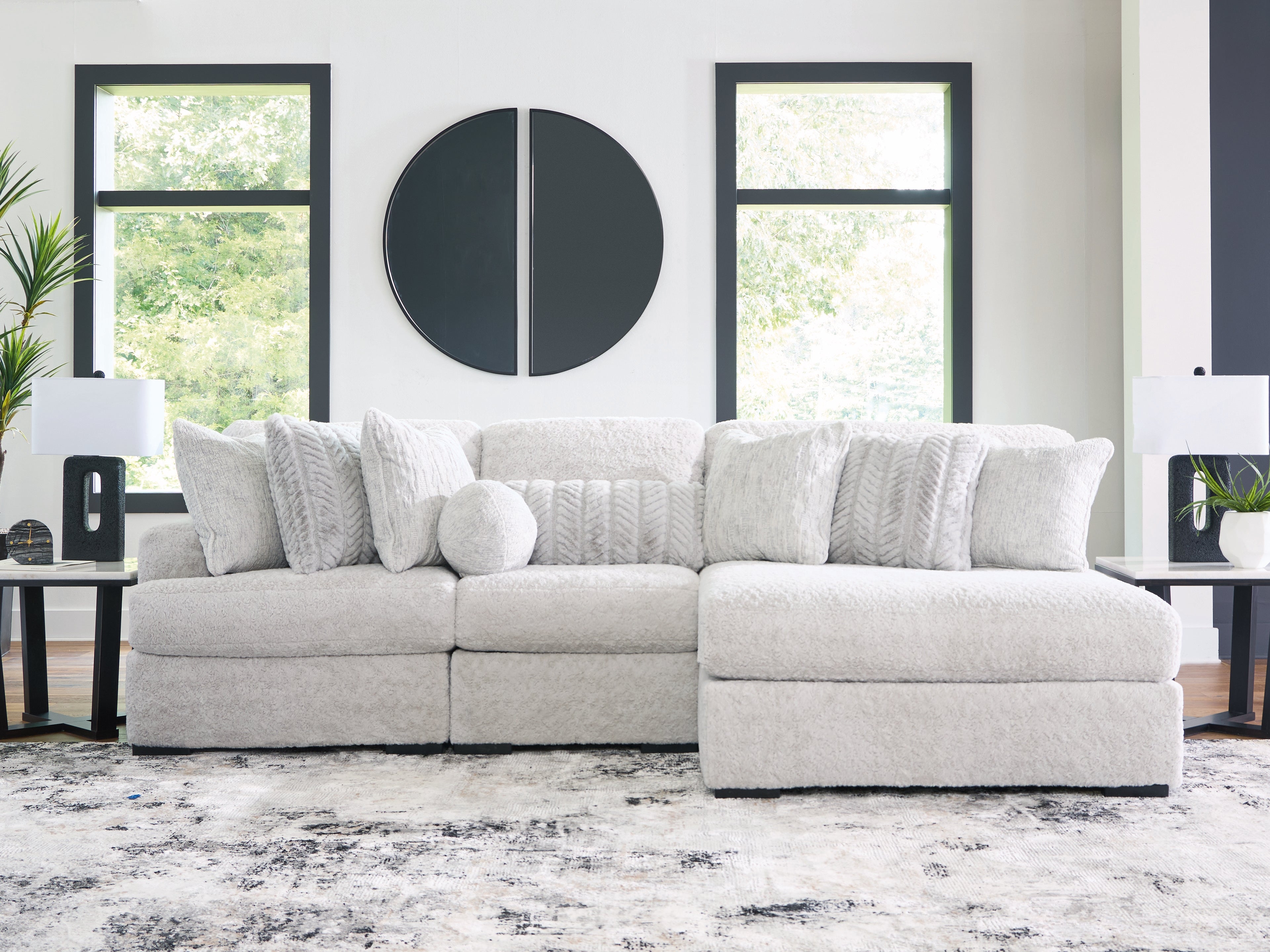 Best Deals Furniture - Ashley Furniture - Cuddle Plush Sectional - RAF 3-Piece Sectional with Chaise / Arctic - PC59106S1