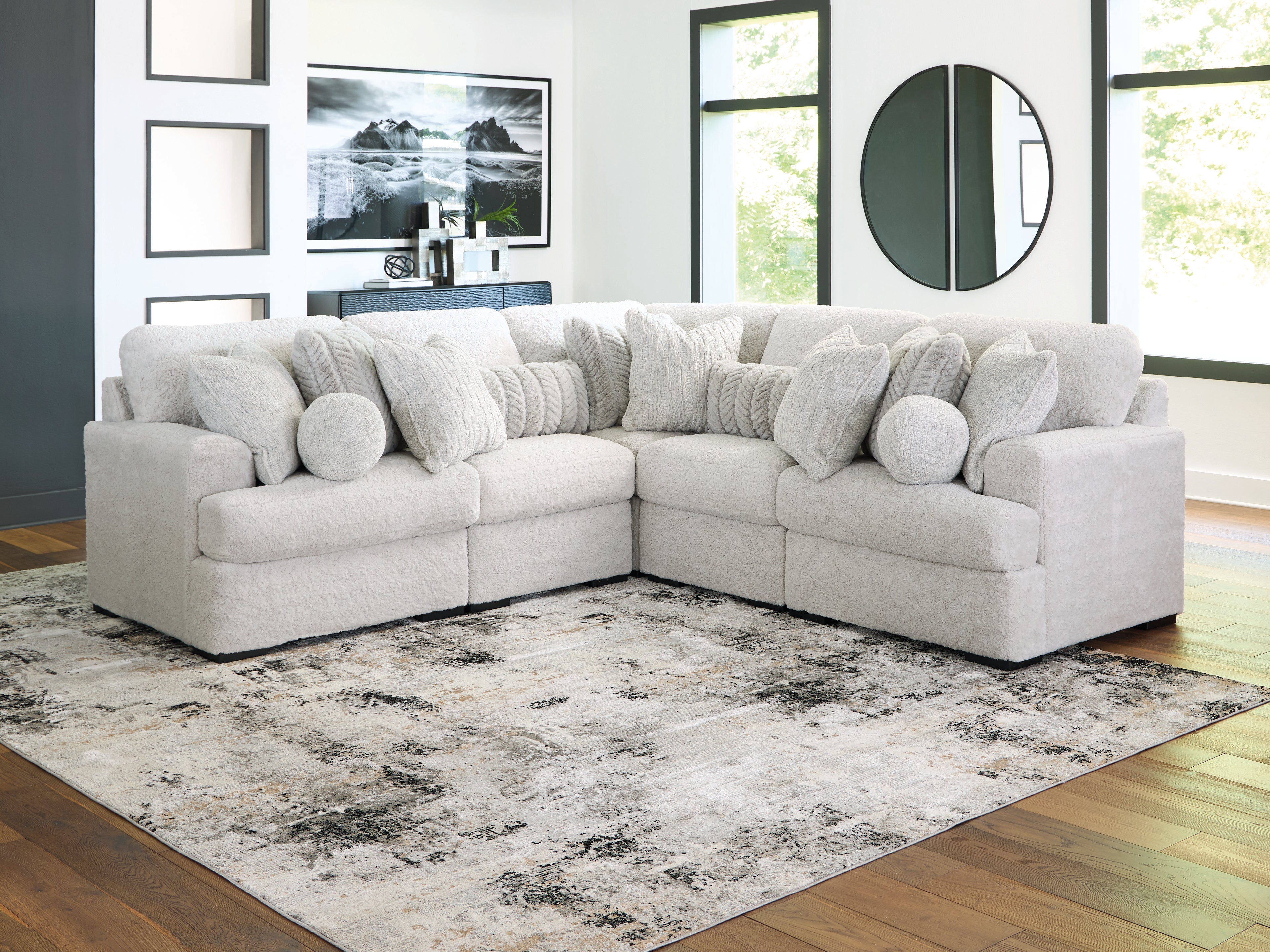 Best Deals Furniture - Ashley Furniture - Cuddle Plush Sectional - RAF 5-Piece Sectional / Arctic - PC59106S2