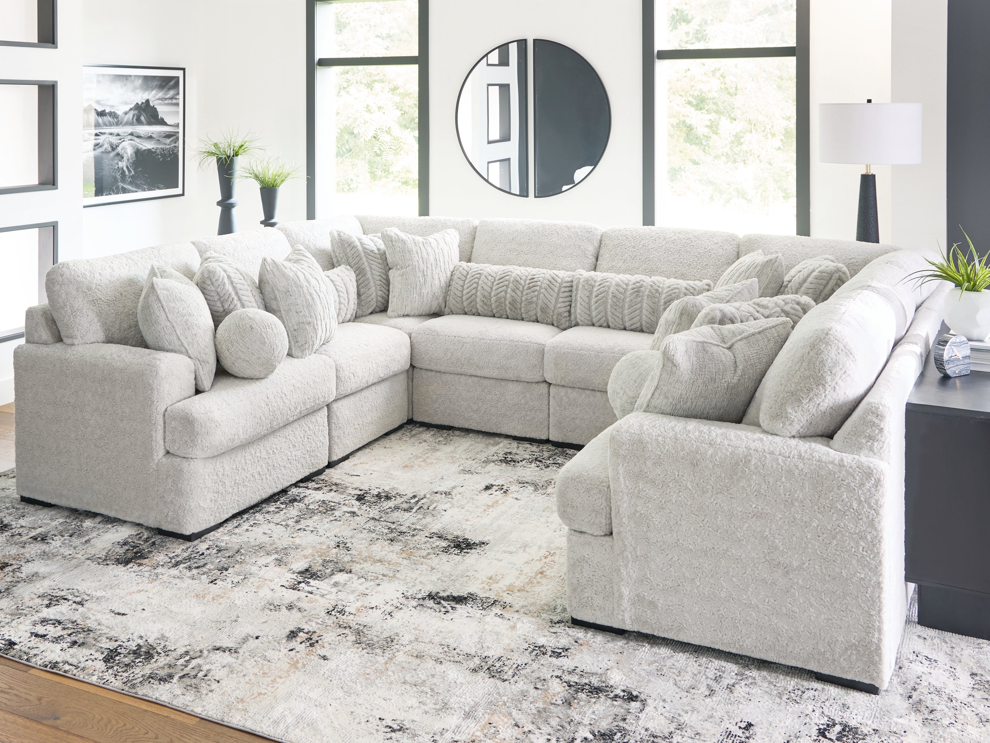 Best Deals Furniture - Ashley Furniture - Cuddle Plush Sectional - RAF 8-Piece Sectional / Arctic - PC59106S6