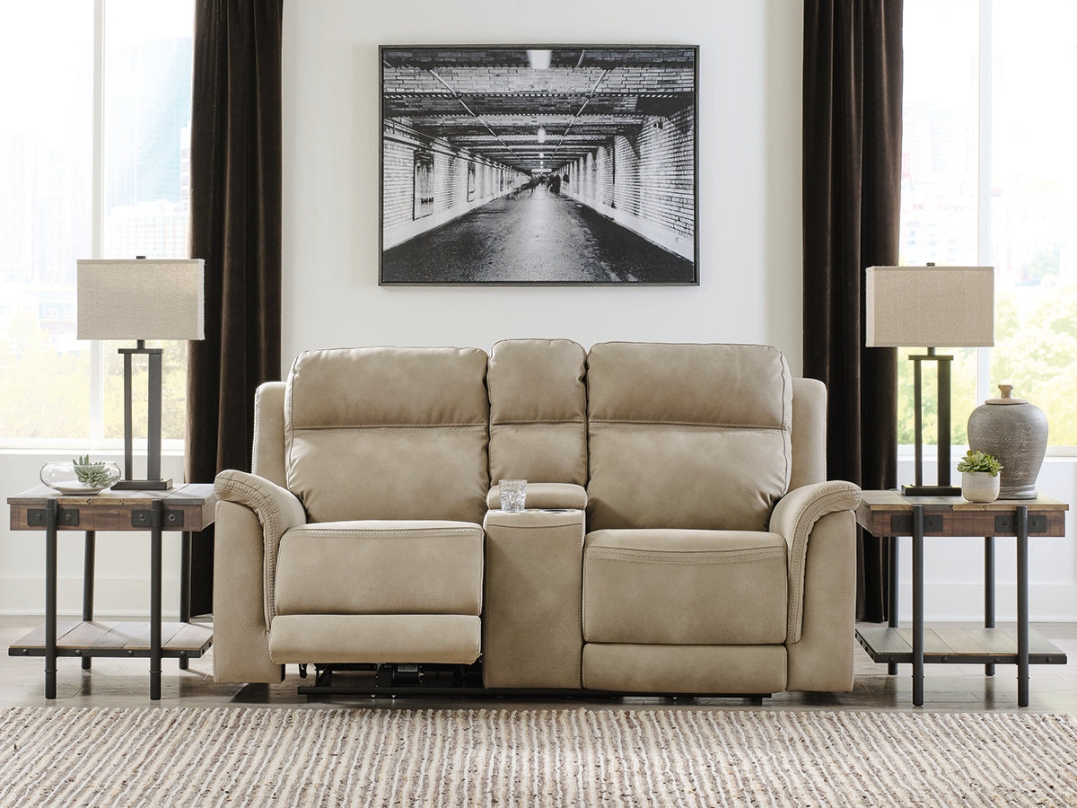 Best Deals Furniture - Ashley Furniture - Next-Gen DuraPella Power Reclining Loveseat with Console - PWR REC Loveseat/CON/ADJ HDRST / Slate - 5930118