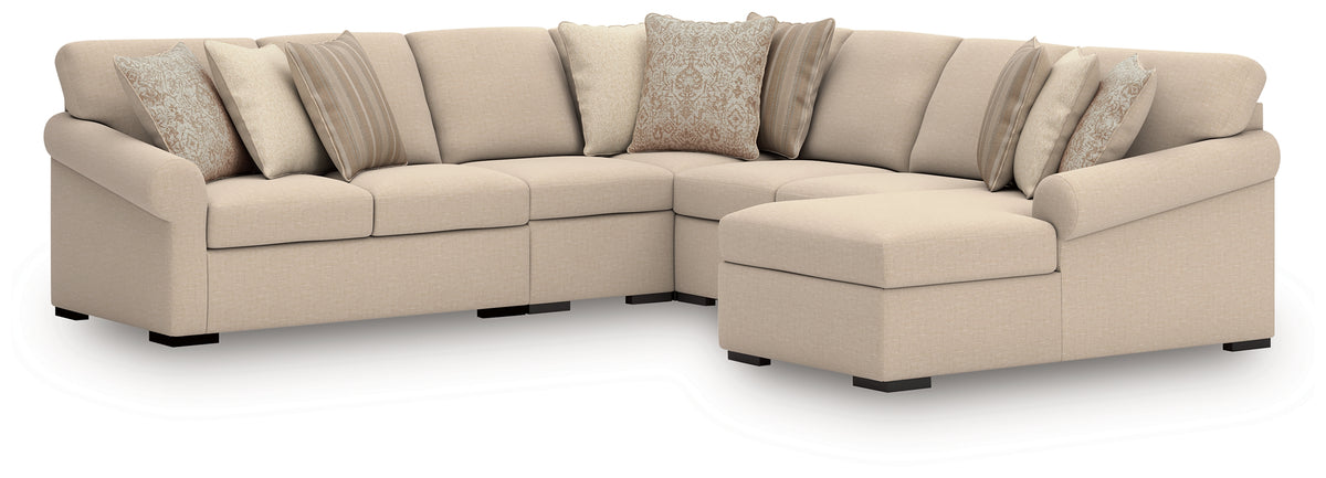 Best Deals Furniture - Ashley Furniture - LadyMae 5-Piece Sectional with Chaise - RAF 5-Piece Sectional with Chaise / Twill - 59404S8
