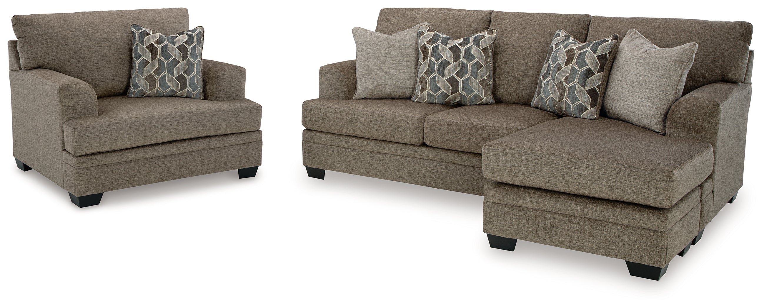 Best Deals Furniture - Ashley Furniture - Stonemeade Sofa Chaise and Oversized Chair - Sofa Chaise and Oversized Chair / Nutmeg - 59505U6