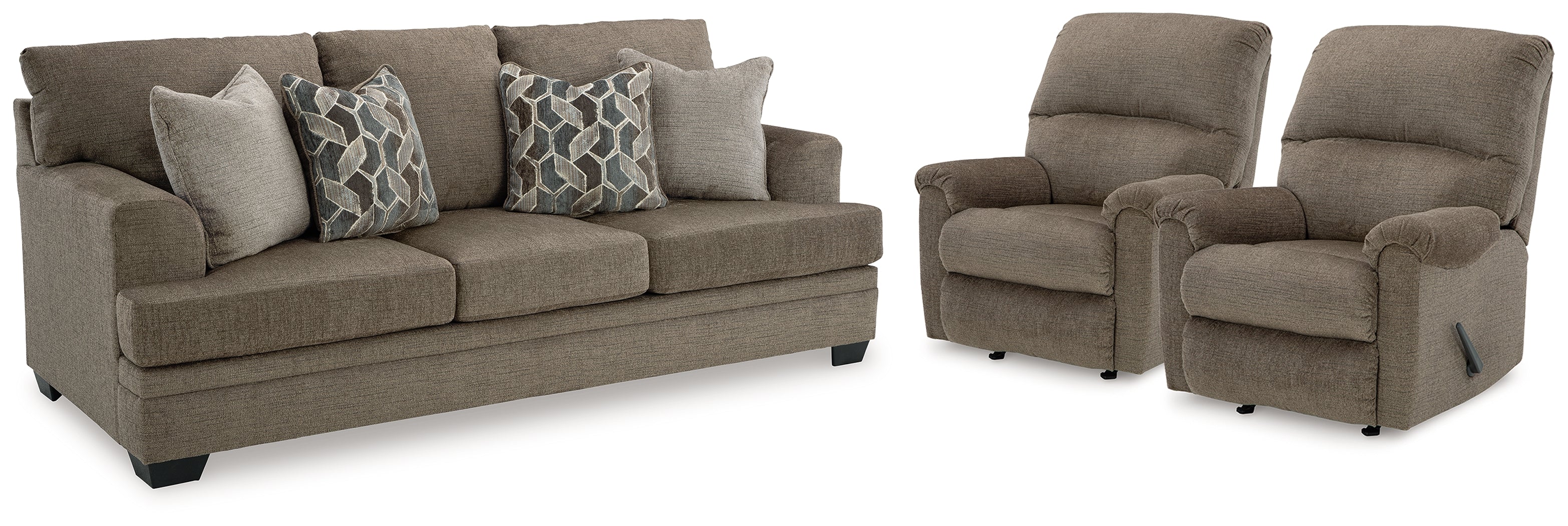 Best Deals Furniture - Ashley Furniture - Stonemeade Sofa and 2 Recliners - Sofa and 2 Recliners / Nutmeg - 59505U12