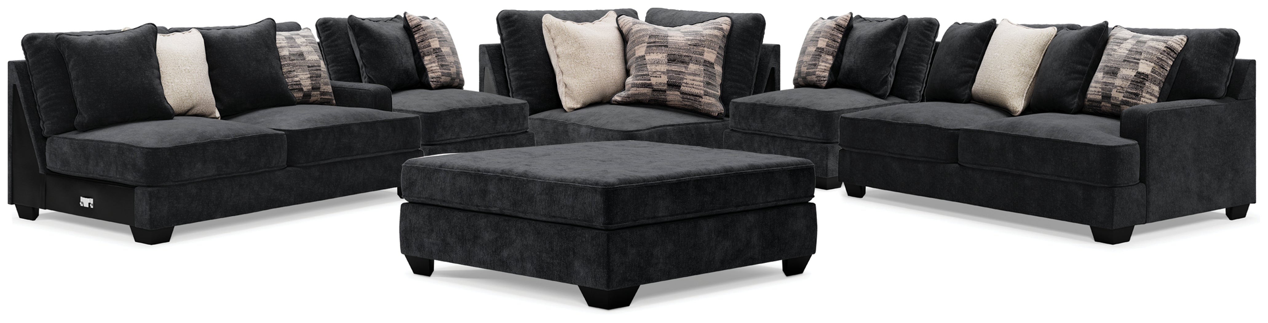 Best Deals Furniture - Ashley Furniture - Lavernett 5-Piece Sectional and Ottoman - 5-Piece Sectional and Ottoman / Charcoal - 59603U2