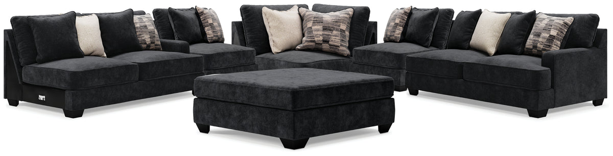 Best Deals Furniture - Ashley Furniture - Lavernett 5-Piece Sectional and Ottoman - 5-Piece Sectional and Ottoman / Charcoal - 59603U2