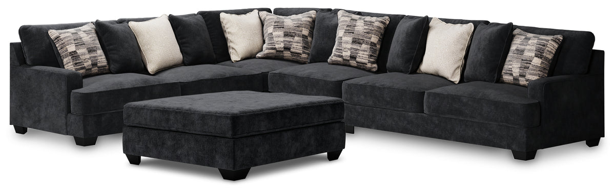 Best Deals Furniture - Ashley Furniture - Lavernett 4-Piece Sectional with Ottoman - 4-Piece Sectional with Ottoman / Charcoal - 59603U1
