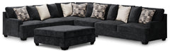 Best Deals Furniture - Ashley Furniture - Lavernett 4-Piece Sectional with Ottoman - 4-Piece Sectional with Ottoman / Charcoal - 59603U1
