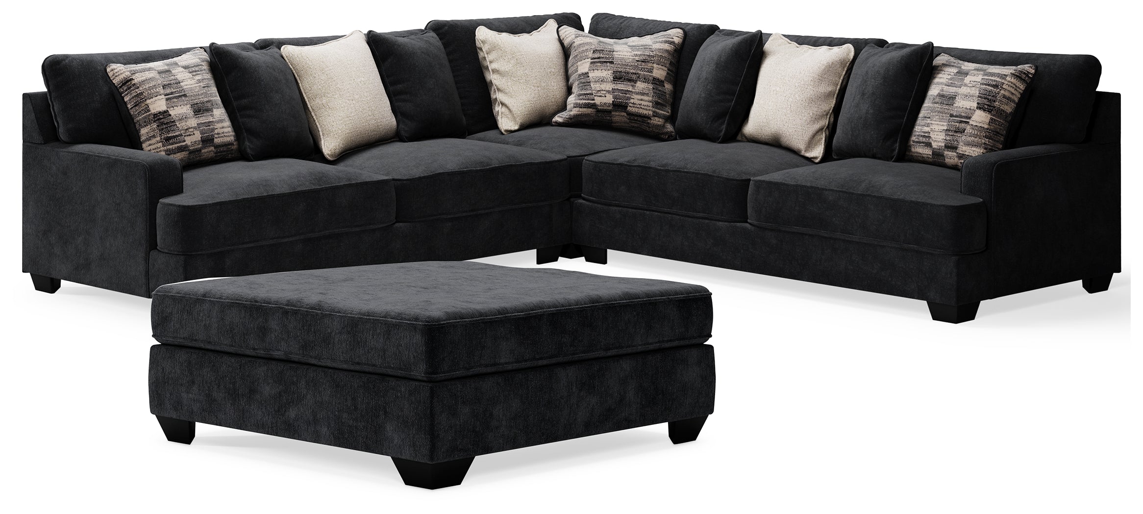 Best Deals Furniture - Ashley Furniture - Lavernett 3-Piece Sectional and Oversized Ottoman - 3-Piece Sectional and Oversized Ottoman / Charcoal - 59603U3