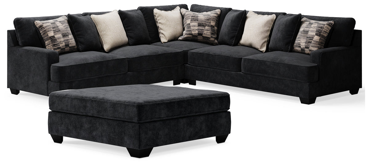 Best Deals Furniture - Ashley Furniture - Lavernett 3-Piece Sectional and Oversized Ottoman - 3-Piece Sectional and Oversized Ottoman / Charcoal - 59603U3