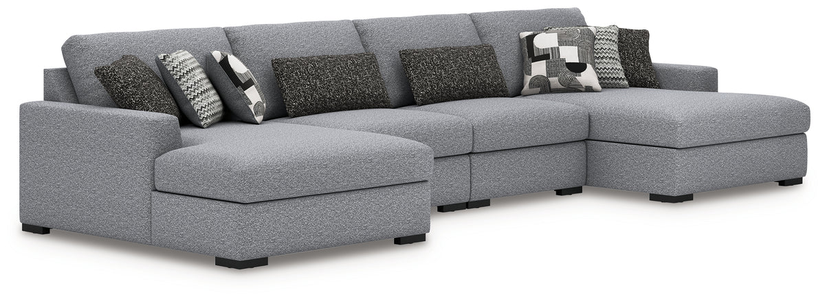 Best Deals Furniture - Ashley Furniture - Bealton 4-Piece Sectional with Double Chaise - RAF 4-Piece Sectional with Double Chaise / Salt and Pepper - 61305S9
