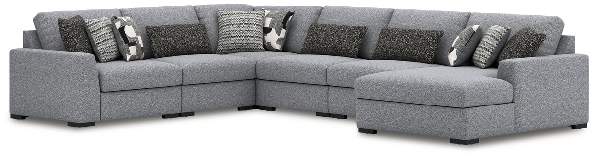 Best Deals Furniture - Ashley Furniture - Bealton 6-Piece Sectional with Chaise - RAF 6-Piece Sectional with Chaise / Salt and Pepper - 61305S12