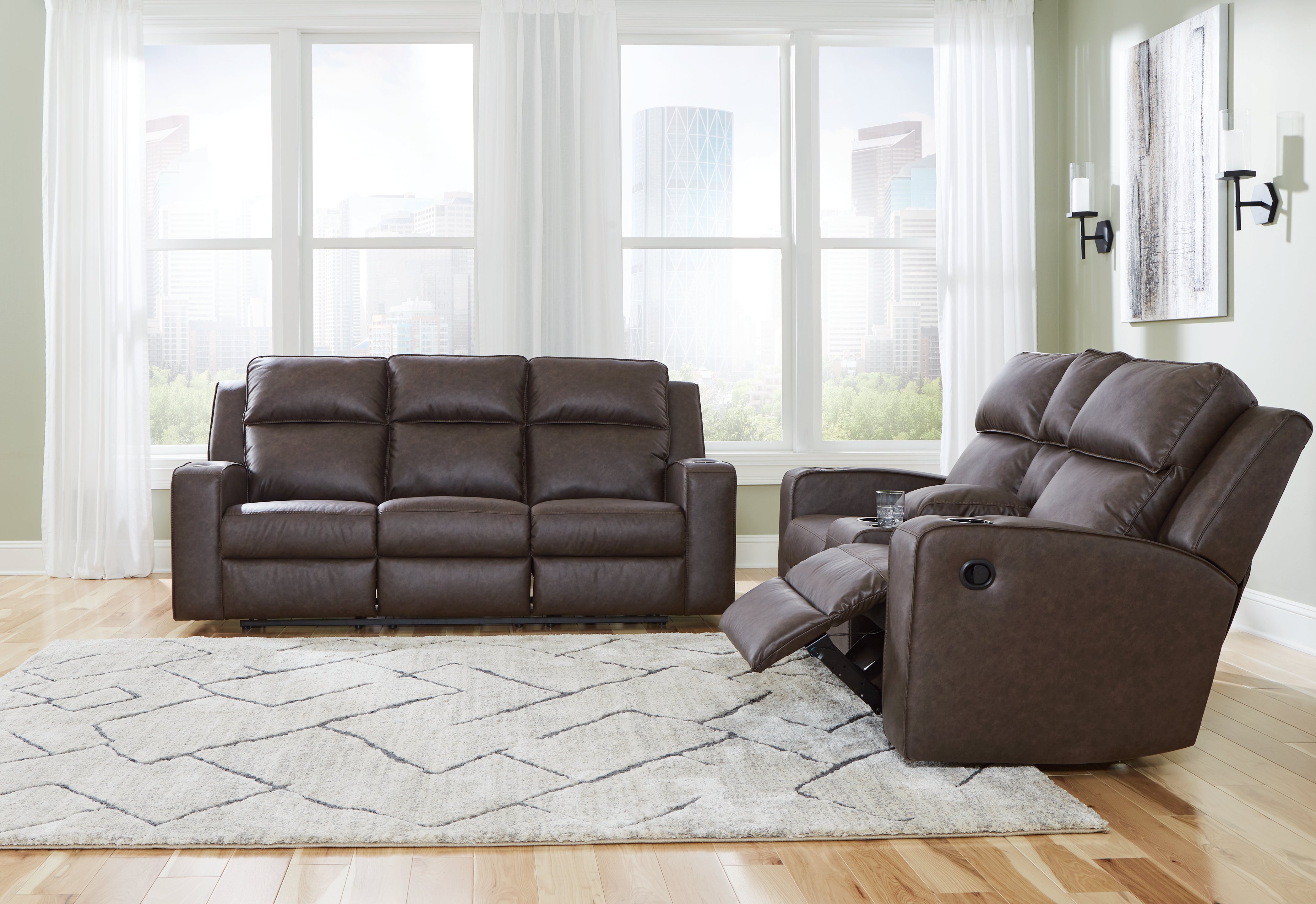 Best Deals Furniture - Ashley Furniture - Lavenhorne Reclining Sofa and Loveseat - Reclining Sofa and Loveseat / Umber - 63306U1