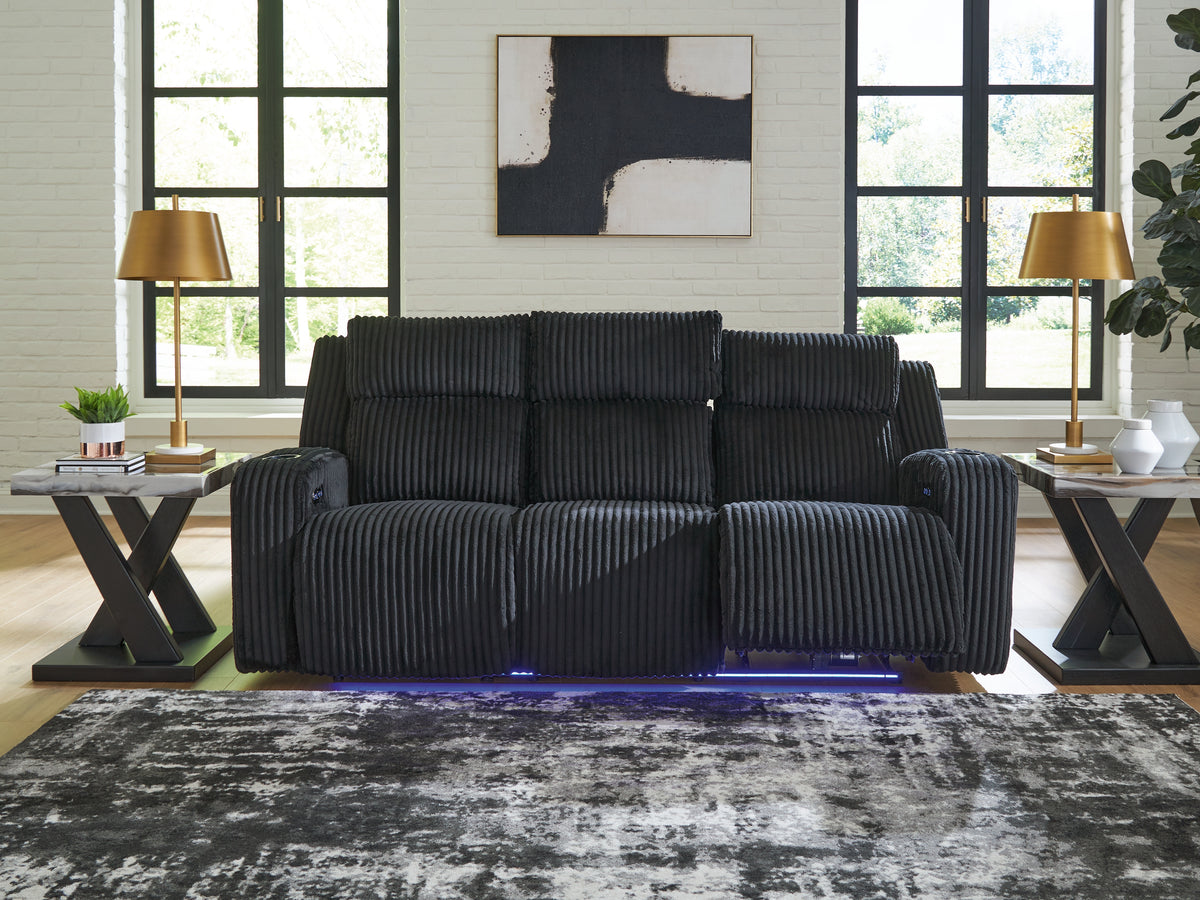 Best Deals Furniture - Ashley Furniture - Forest Lake Living Room - PWR REC Sofa with ADJ Headrest / Black - PC6420215