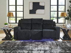 Best Deals Furniture - Ashley Furniture - Forest Lake Living Room - PWR REC Sofa with ADJ Headrest / Black - PC6420215