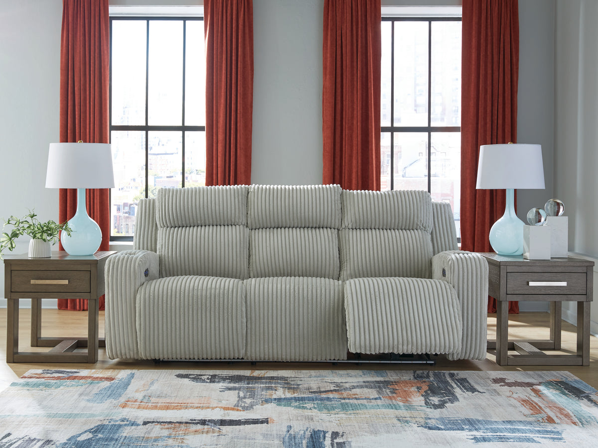 Best Deals Furniture - Ashley Furniture - Forest Lake Power Reclining Sofa - PWR REC Sofa with ADJ Headrest / Black - PC6420215