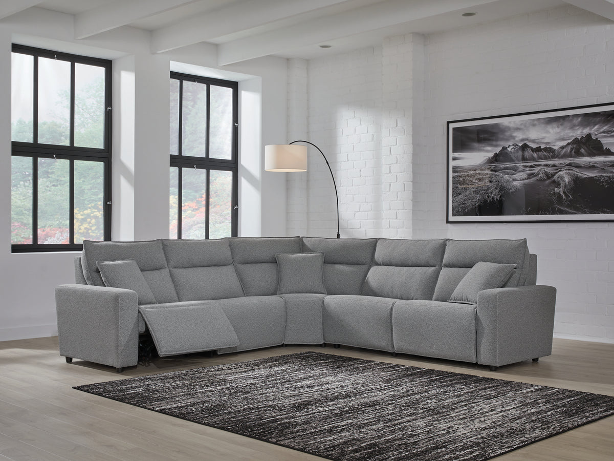 Best Deals Furniture - Ashley Furniture - ModMax II 5-Piece Power Reclining Sectional - 5-Piece Power Reclining Sectional / Salt and Pepper - 65906S8