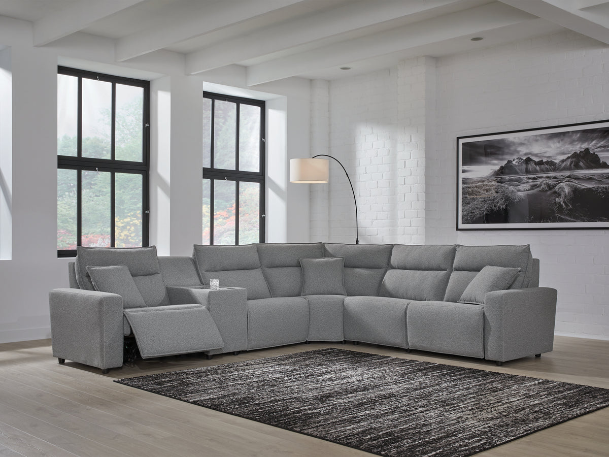 Best Deals Furniture - Ashley Furniture - ModMax II 6-Piece Power Reclining Sectional - 6-Piece Power Reclining Sectional / Salt and Pepper - 65906S10