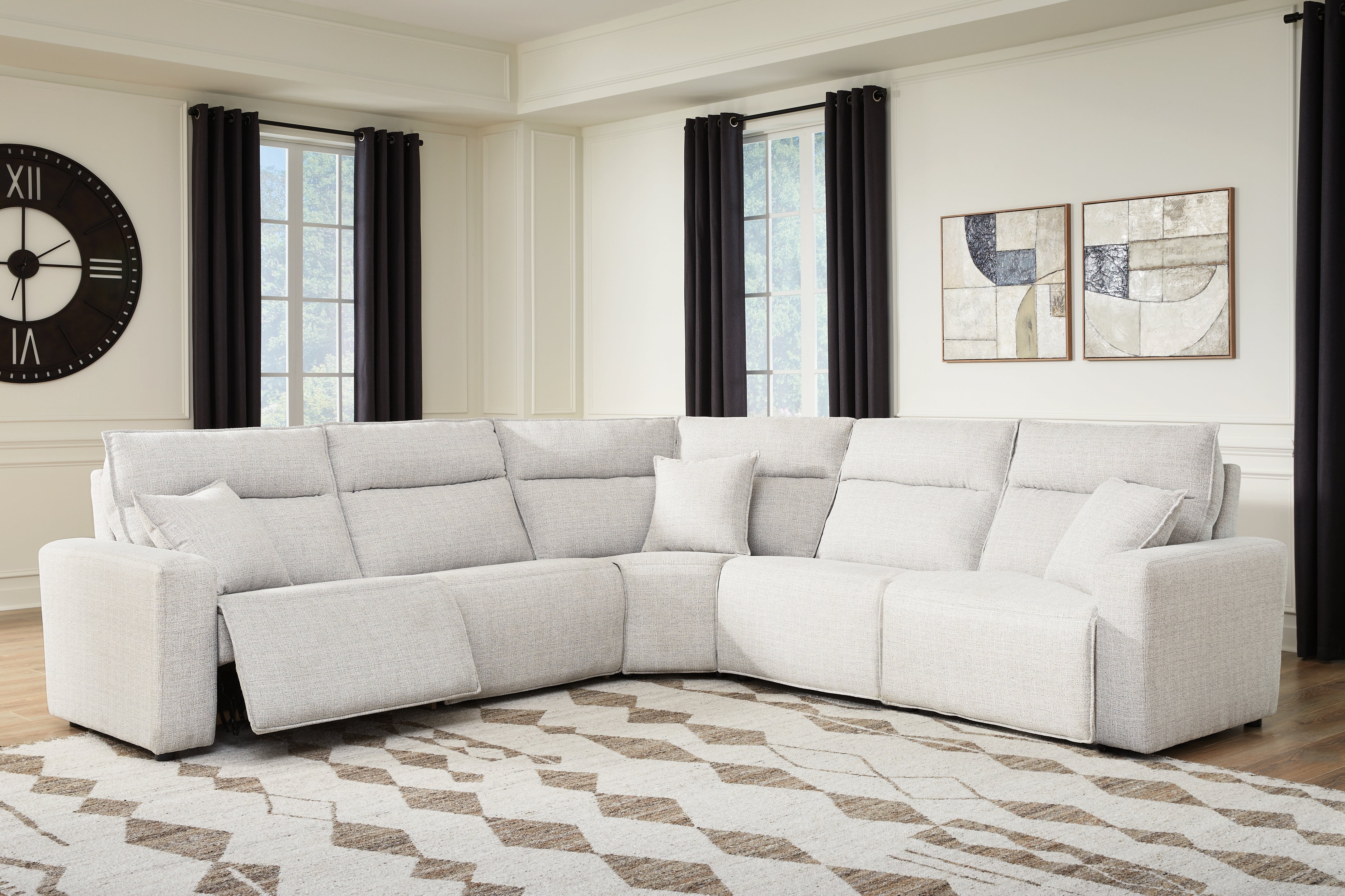 Best Deals Furniture - Ashley Furniture - ModMax II 5-Piece Power Reclining Sectional - 5-Piece Power Reclining Sectional / Stone - 65907S8