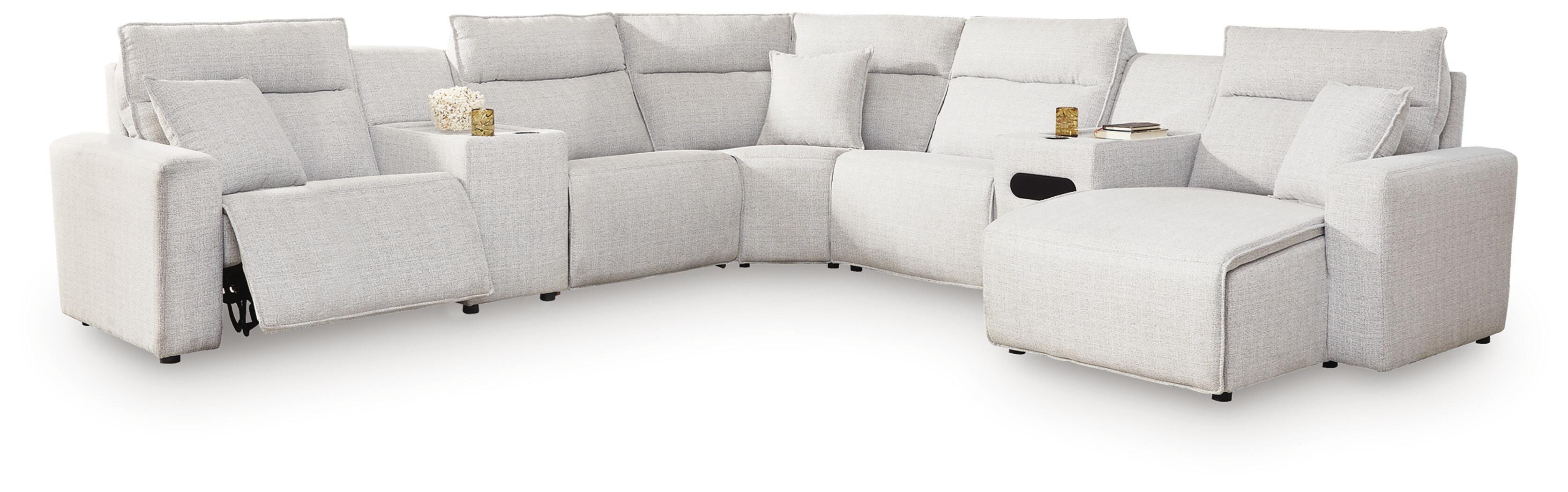 Best Deals Furniture - Ashley Furniture - Modmax II 7-Piece Power Reclining Sectional with Chaise and Audio Console - 7-Piece Power Reclining Sectional with Chaise and Audio Console - 65907S45