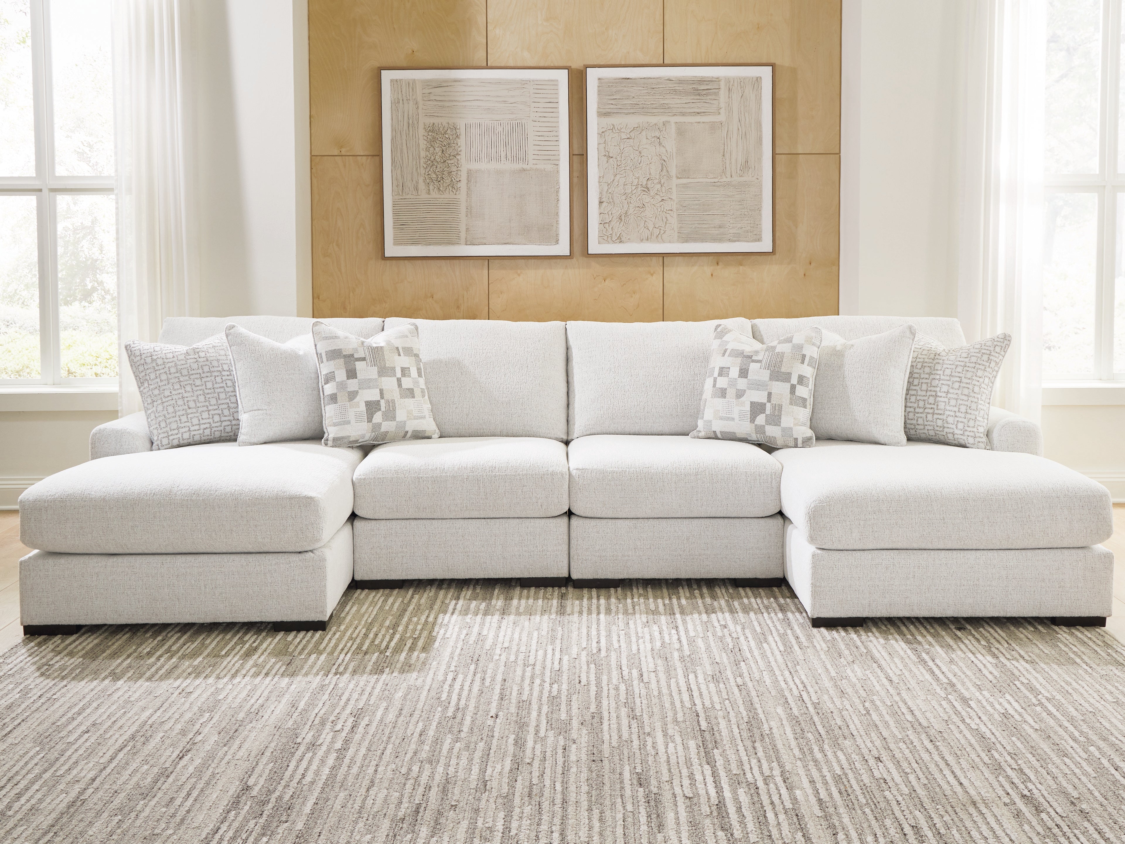 Best Deals Furniture - Ashley Furniture - Misty-Lakes 4-Piece Double Chaise Sectional - 4-Piece Double Chaise Sectional - PC66906S8