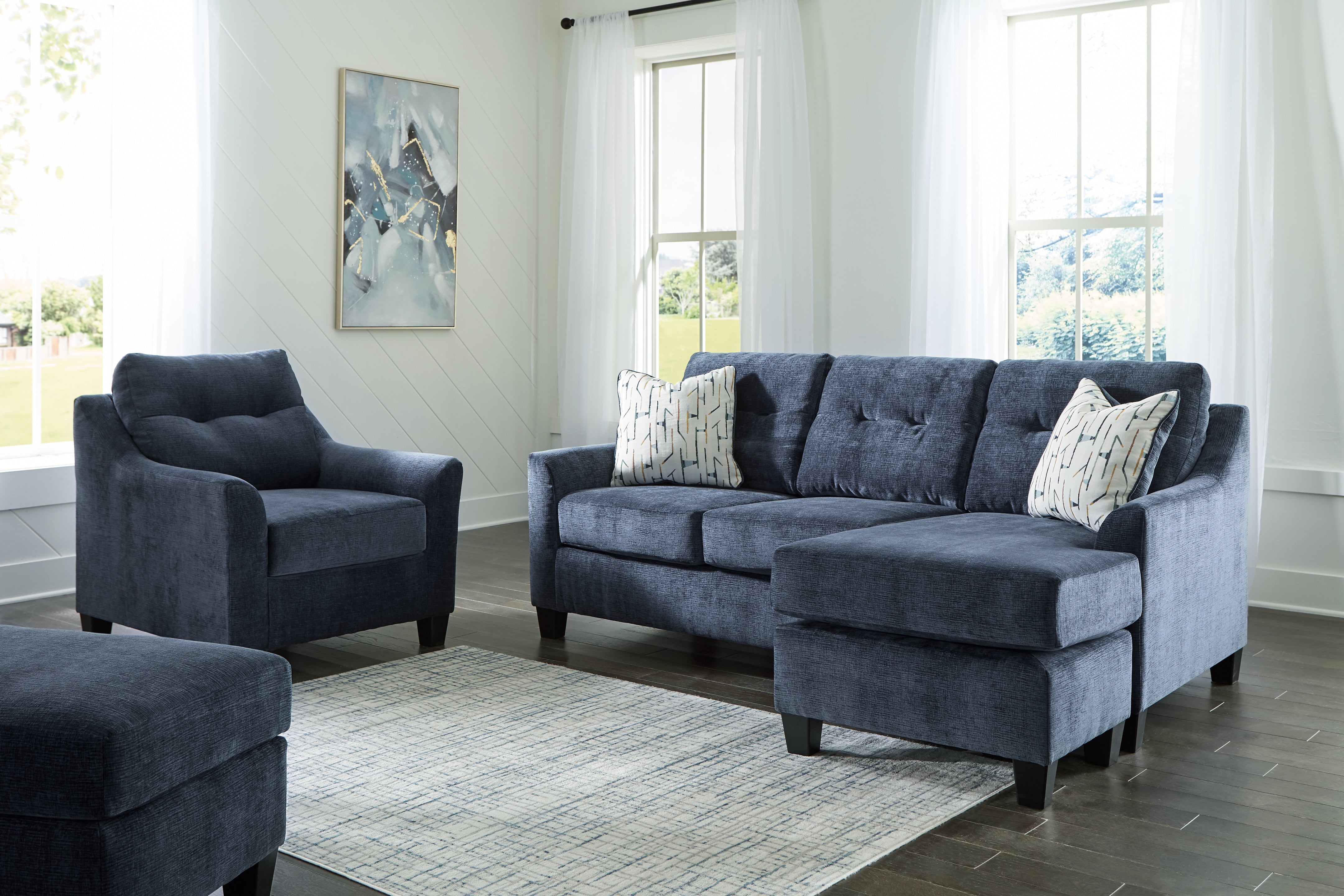Best Deals Furniture - Ashley Furniture - Amity Bay Sofa Chaise, Chair, and Ottoman - Sofa Chaise, Chair, and Ottoman / Ink - 67206U2