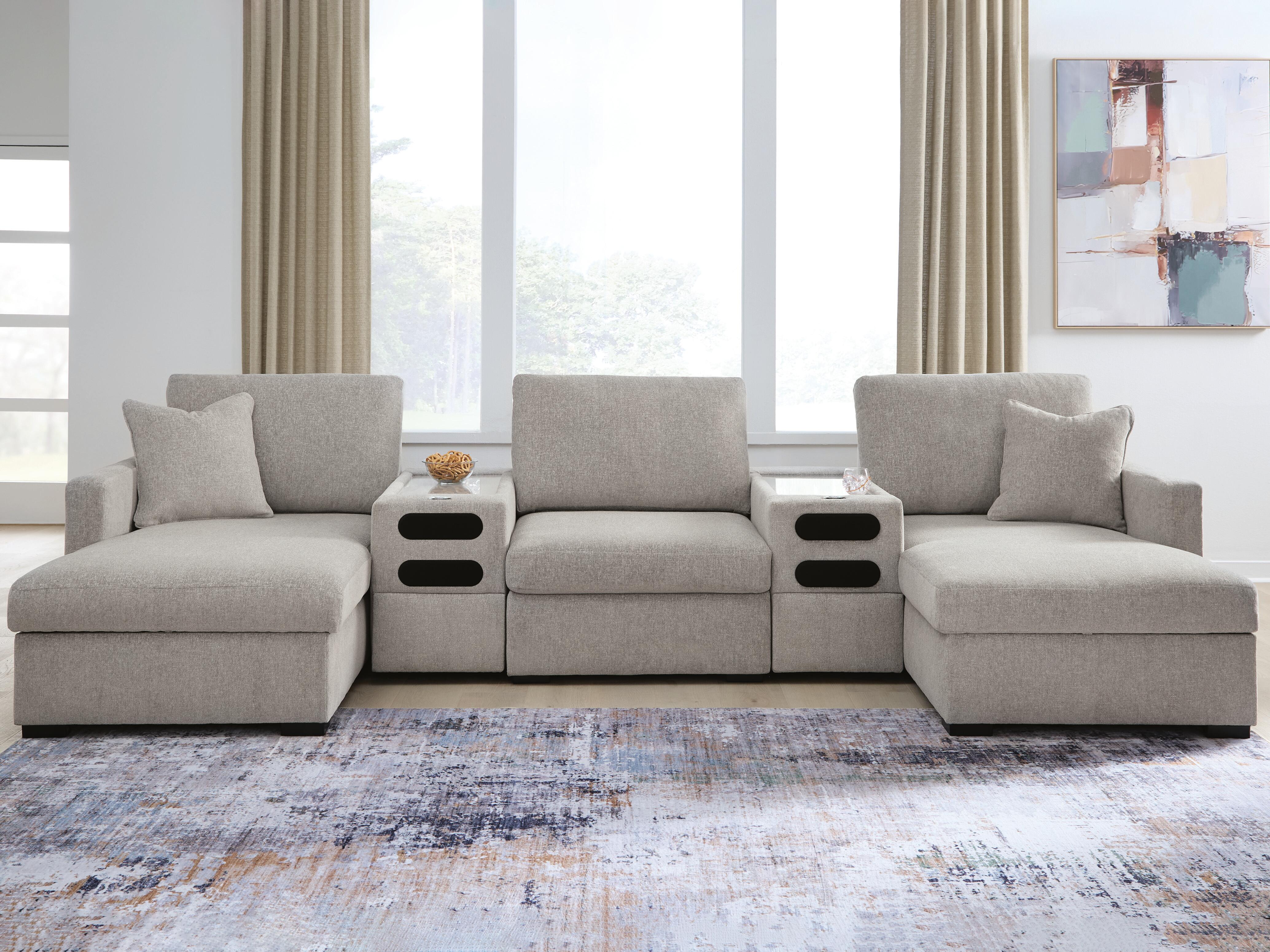 Best Deals Furniture - Ashley Furniture - ModMax Luxe 5-Piece Double Chaise Sectional with Audio Consoles - RAF 5-Piece Double Chaise Sectional with Audio Consoles - 68605S43