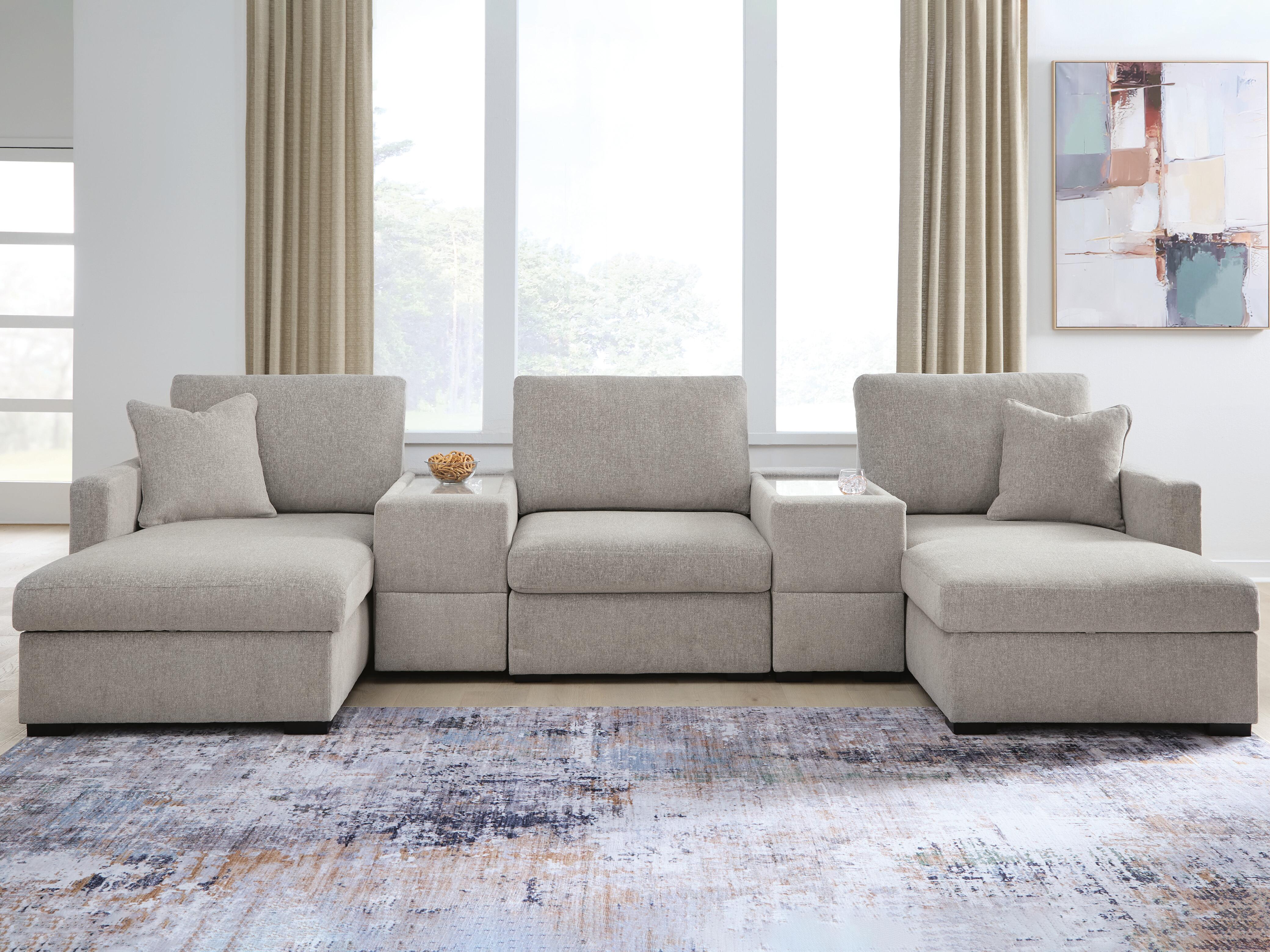 Best Deals Furniture - Ashley Furniture - ModMax Luxe 5-Piece Double Chaise Sectional with Storage Consoles - RAF 5-Piece Double Chaise Sectional with Storage Consoles - 68605S38
