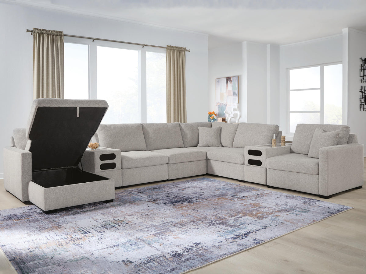 Best Deals Furniture - Ashley Furniture - ModMax Luxe 8-Piece Sectional with Storage Chaise and Audio Consoles - RAF 8-Piece Sectional with Storage Chaise and Audio Consoles - 68605S79