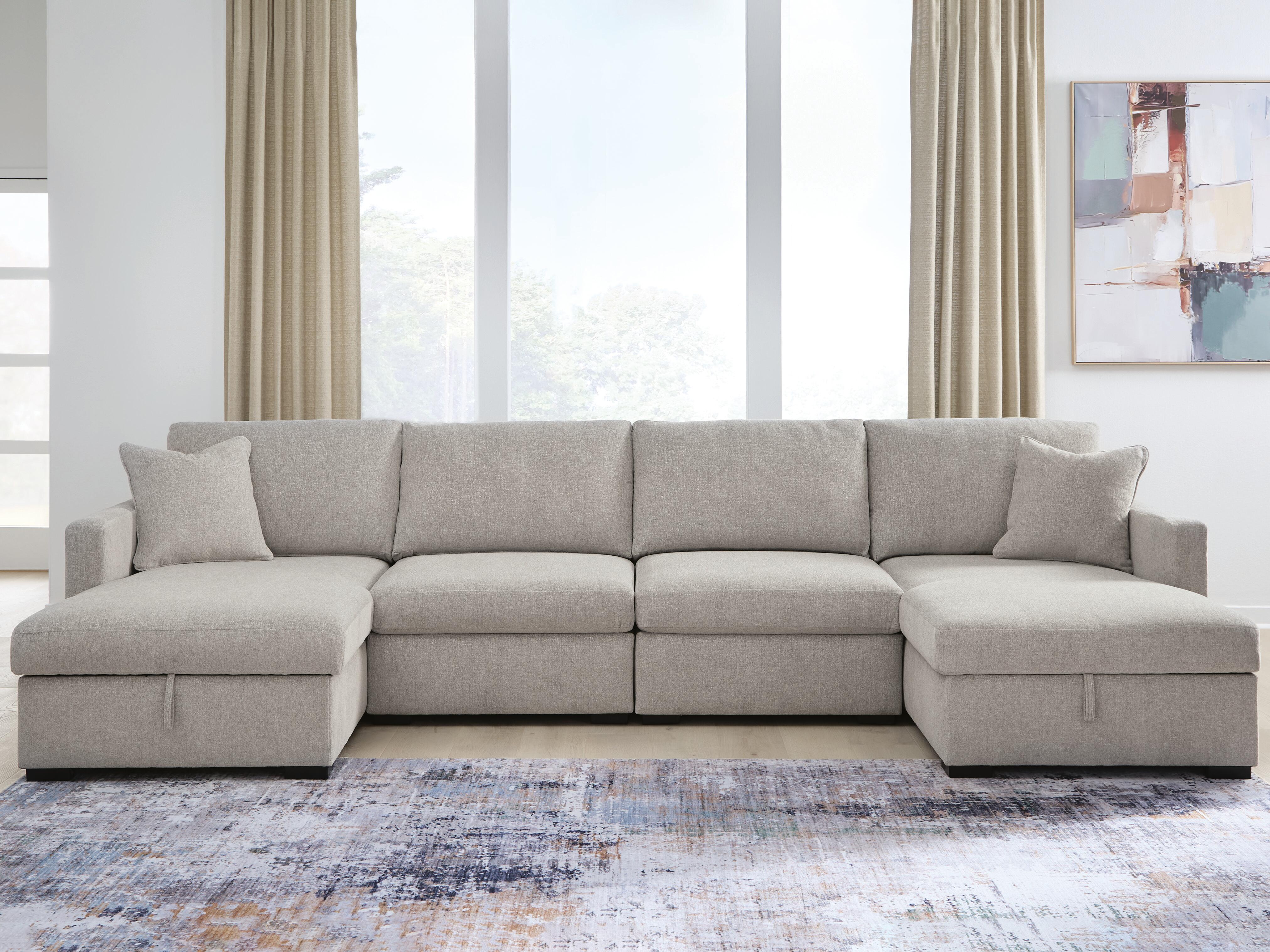 Best Deals Furniture - Ashley Furniture - ModMax Luxe 4-Piece Double Storage Chaise Sectional - RAF 4-Piece Double Storage Chaise Sectional - 68605S62