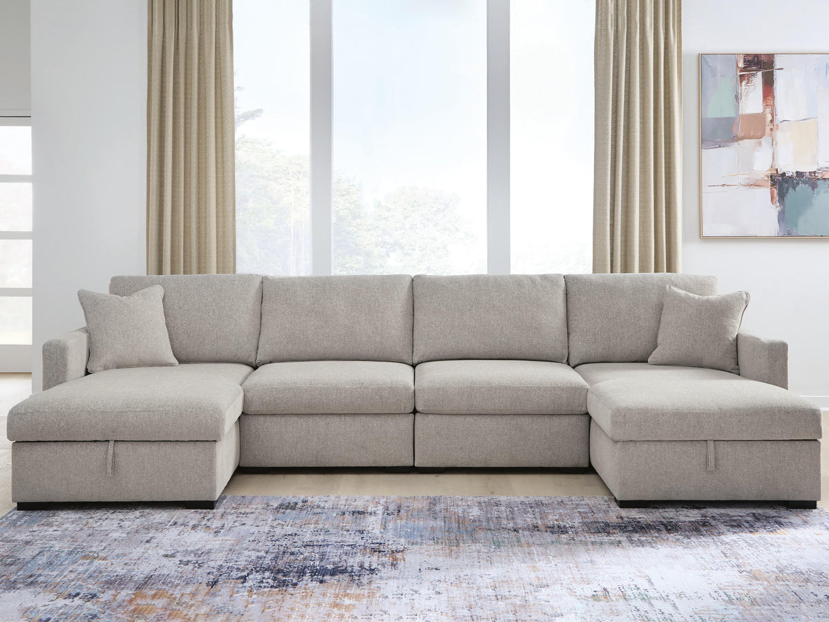 Best Deals Furniture - Ashley Furniture - ModMax Luxe 4-Piece Double Storage Chaise Sectional - RAF 4-Piece Double Storage Chaise Sectional - 68605S62