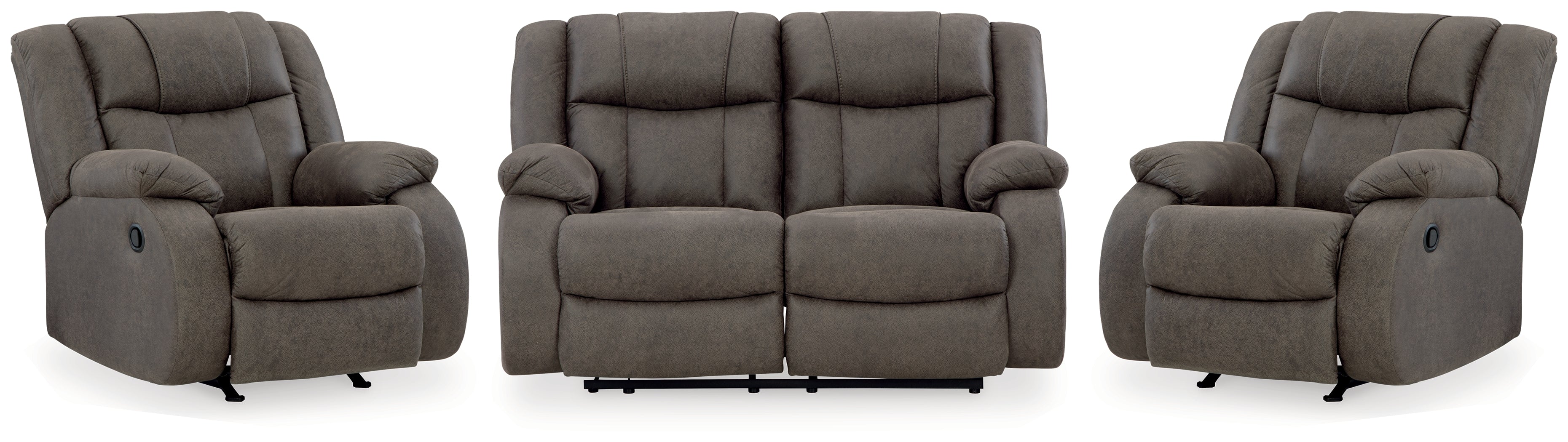 Best Deals Furniture - Ashley Furniture - First Base Reclining Loveseat and 2 Recliners - Reclining Loveseat and 2 Recliners - 68804U3
