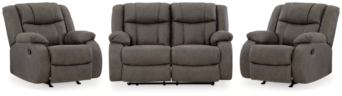Best Deals Furniture - Ashley Furniture - First Base Reclining Loveseat and 2 Recliners - Reclining Loveseat and 2 Recliners - 68804U3
