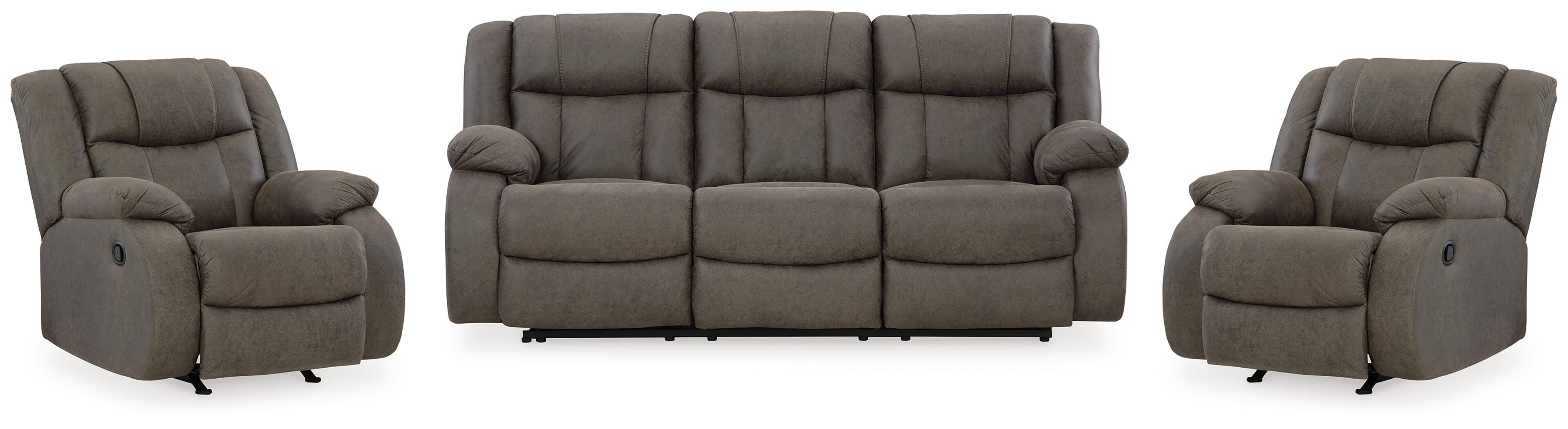 Best Deals Furniture - Ashley Furniture - First Base Reclining Sofa and 2 Recliners - Reclining Sofa and 2 Recliners - 68804U6
