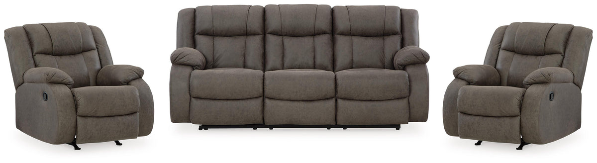 Best Deals Furniture - Ashley Furniture - First Base Reclining Sofa and 2 Recliners - Reclining Sofa and 2 Recliners - 68804U6