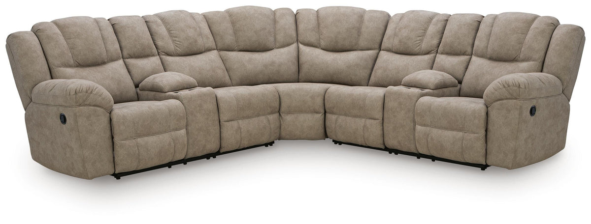 Best Deals Furniture - Ashley Furniture - Pearce-Pike 3-Piece Reclining Sectional with Double Console - 3-Piece Reclining Sectional with Double Console - PC69205S3