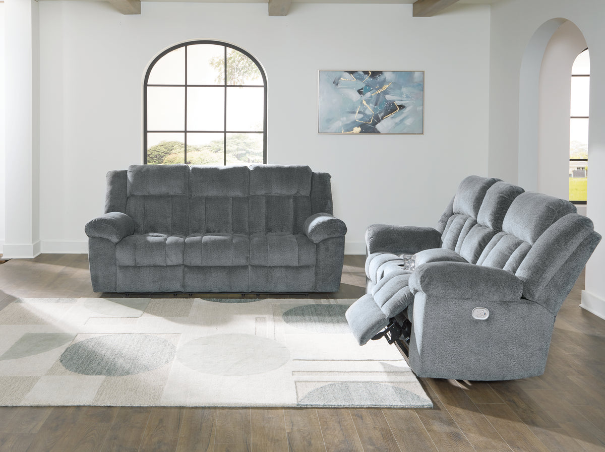 Best Deals Furniture - Ashley Furniture - Tip-Off Power Reclining Sofa and Loveseat - Power Reclining Sofa and Loveseat / Slate - 69304U1