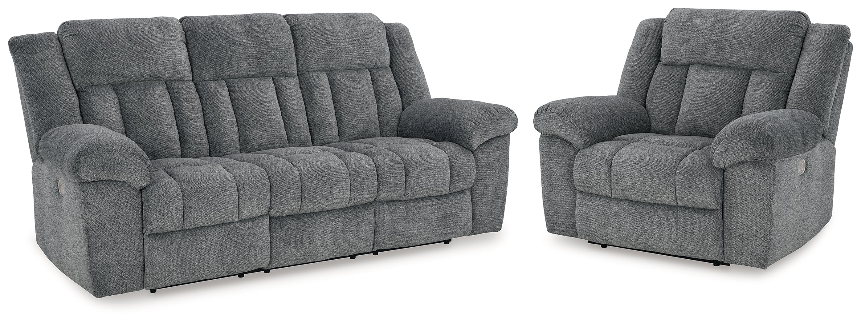 Best Deals Furniture - Ashley Furniture - Tip-Off Power Reclining Sofa and Recliner - Power Reclining Sofa and Recliner / Slate - 69304U3