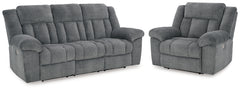 Best Deals Furniture - Ashley Furniture - Tip-Off Power Reclining Sofa and Recliner - Power Reclining Sofa and Recliner / Slate - 69304U3