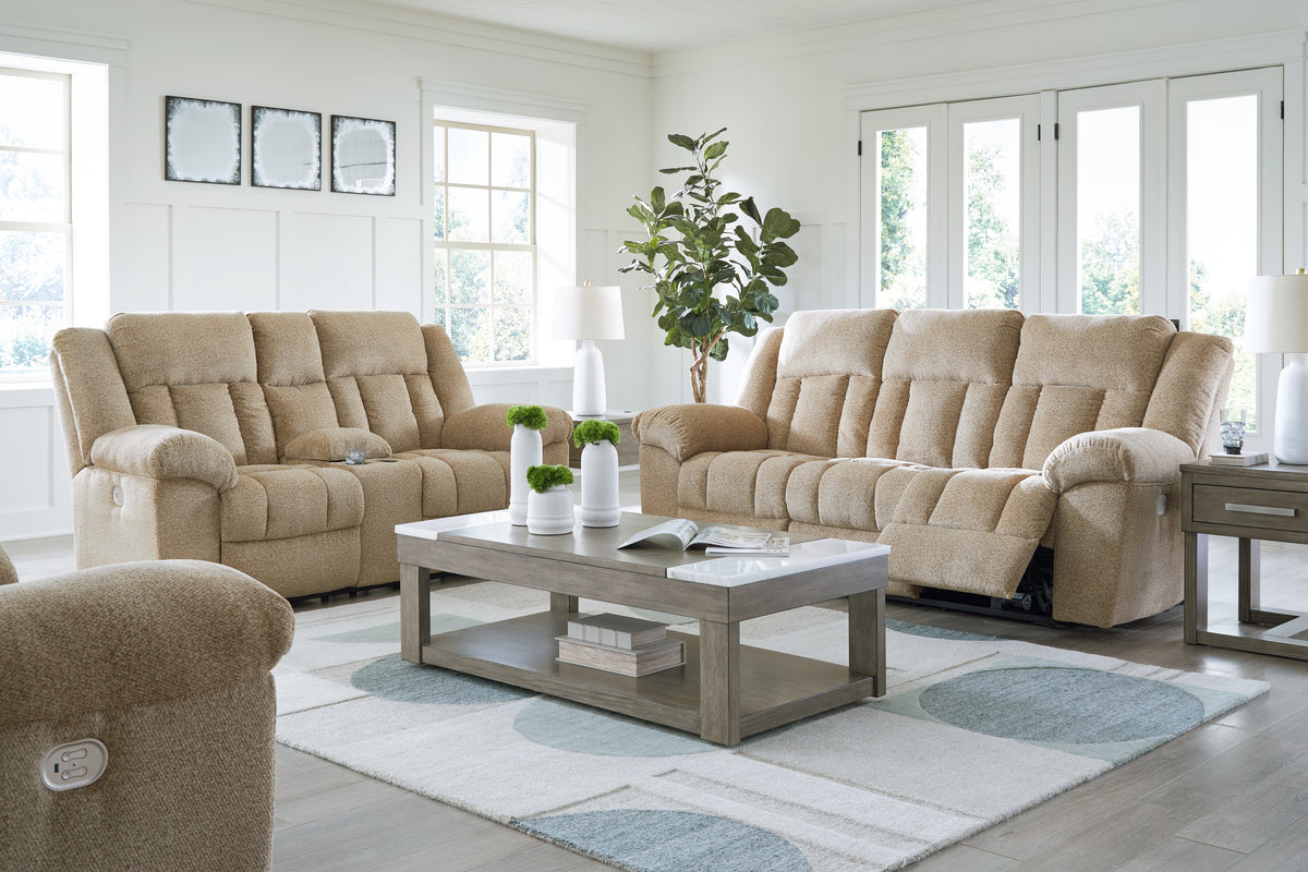 Best Deals Furniture - Ashley Furniture - Tip-Off Power Reclining Sofa, Loveseat and Recliner - Power Reclining Sofa, Loveseat and Recliner / Wheat - 69305U2