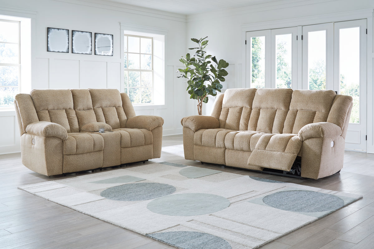Best Deals Furniture - Ashley Furniture - Tip-Off Power Reclining Sofa and Loveseat - Power Reclining Sofa and Loveseat / Wheat - 69305U1